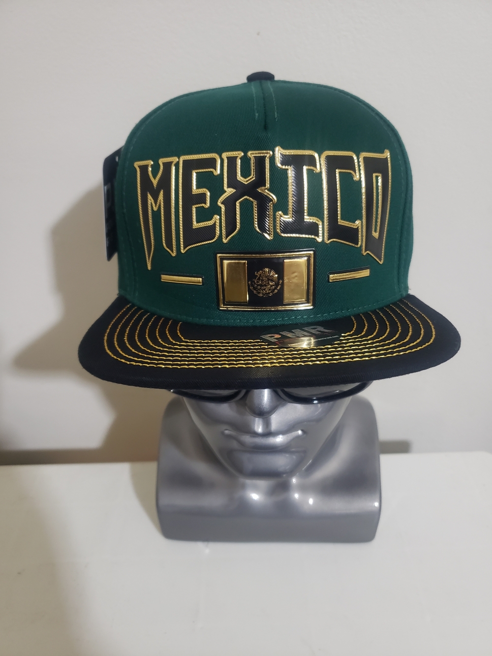 Mexico Green and Black Snapback Hat with Gold Accents